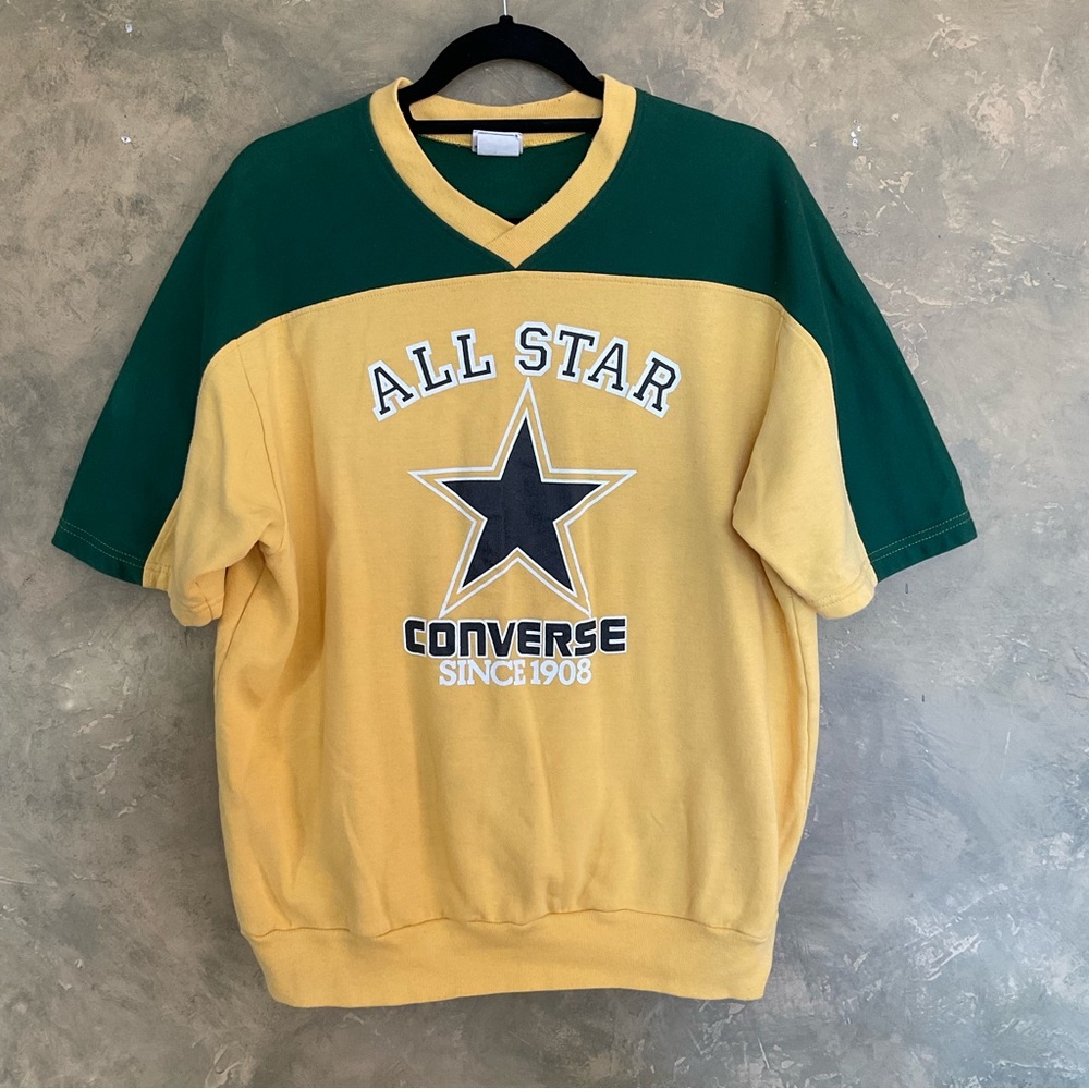 Vintage 80s Converse All Star | Short Sleeve V-Neck Sweatshirt | Large